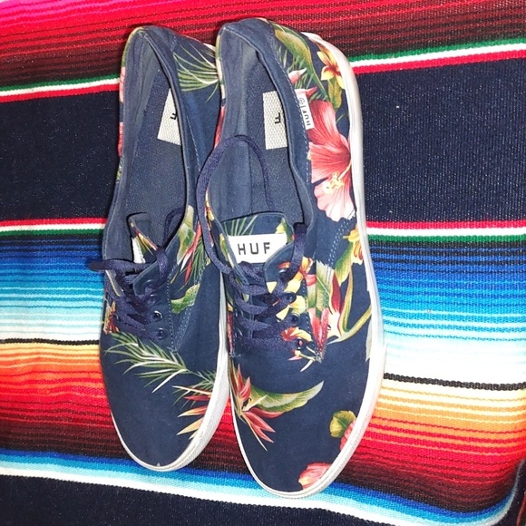 HUF Sutter Navy Floral Sneaker US Men's Size 9.5 UK 8.5 - Picture 2 of 7